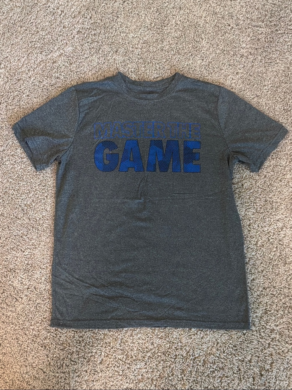 Xersion Gray Tee with Blue "MASTER THE GAME" Graphic